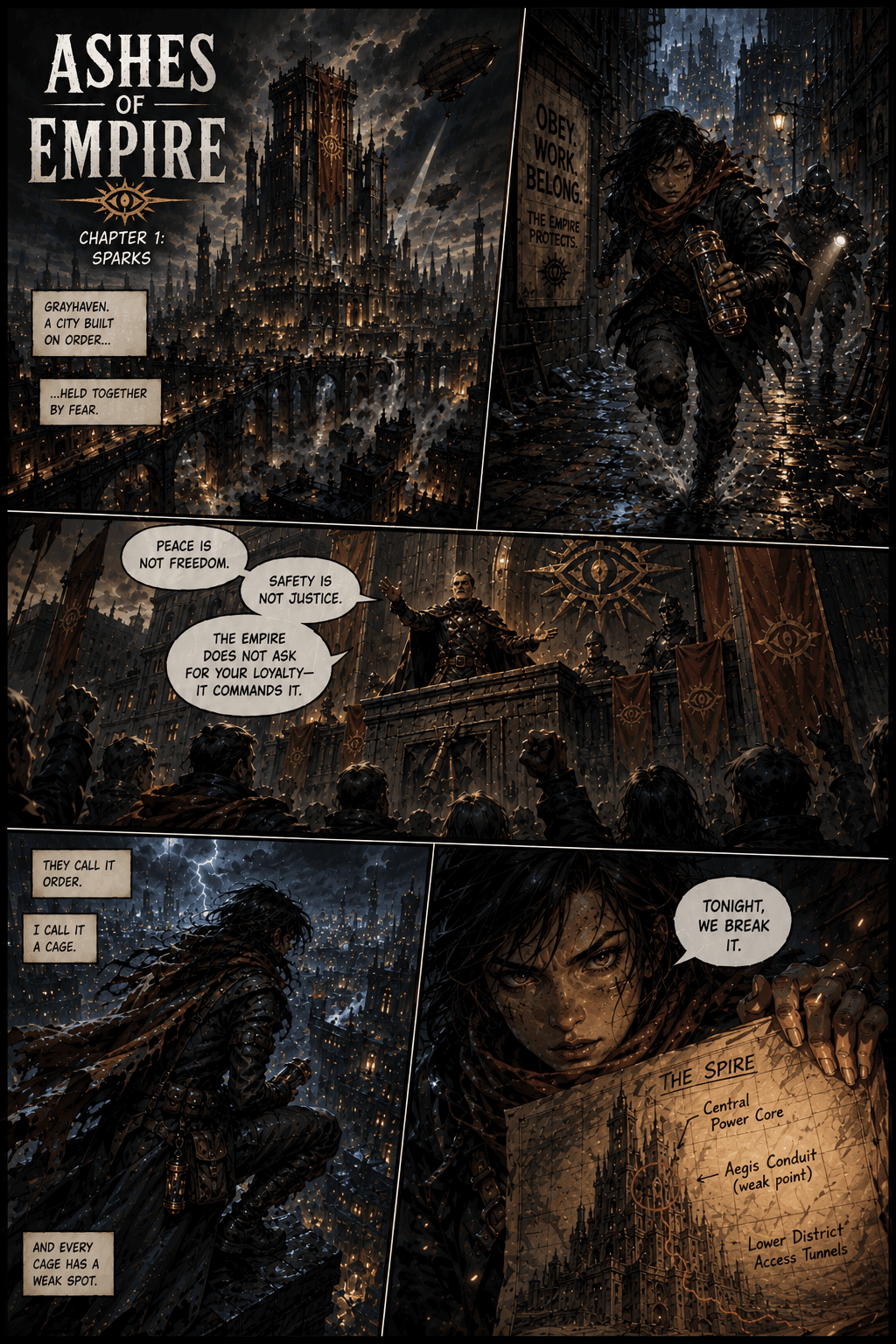 Ashes of Empire comic page in English